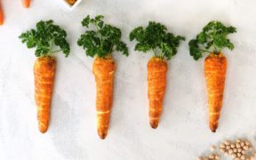 originellster veganer Apero Snack: Pizzateig-Karotten mit Hummus-Füllung und Petersilie
