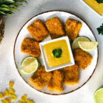 Tofu Nuggets mit süss-scharfer Curry-Senfsauce (vegane Chicken-Nuggets)