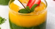 Dessert: Matcha Chia Pudding mit Mango-Creme (vegan und industriezuckerfrei)